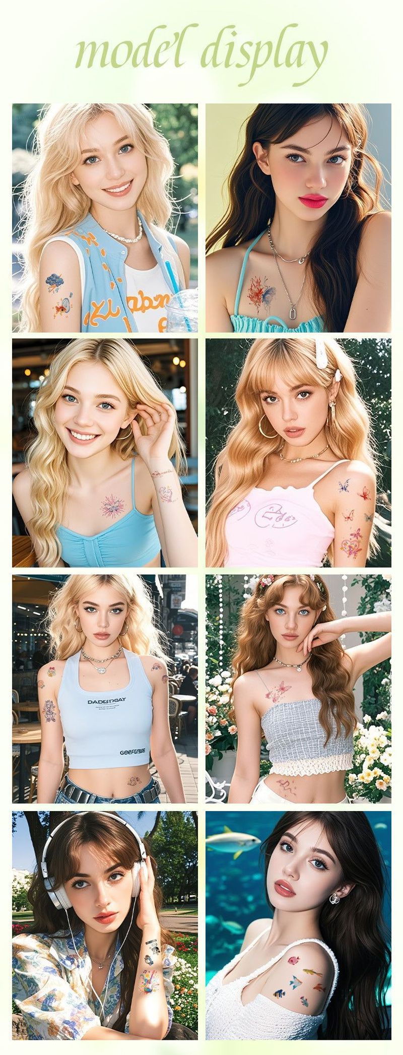 Colorful Cute Tattoo Sticker Advanced Sense Ins Summer Colorful Finger Clavicle Sticker Fashion