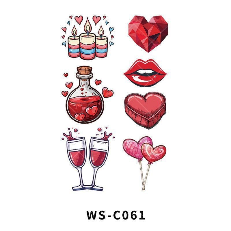 New Couple Dating Valentine's Day Tattoo Sticker Love Red Lips Couple Party Party Tattoo Sticker  Fashion