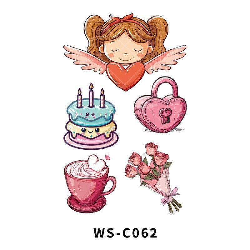 New Couple Dating Valentine's Day Tattoo Sticker Love Red Lips Couple Party Party Tattoo Sticker  Fashion