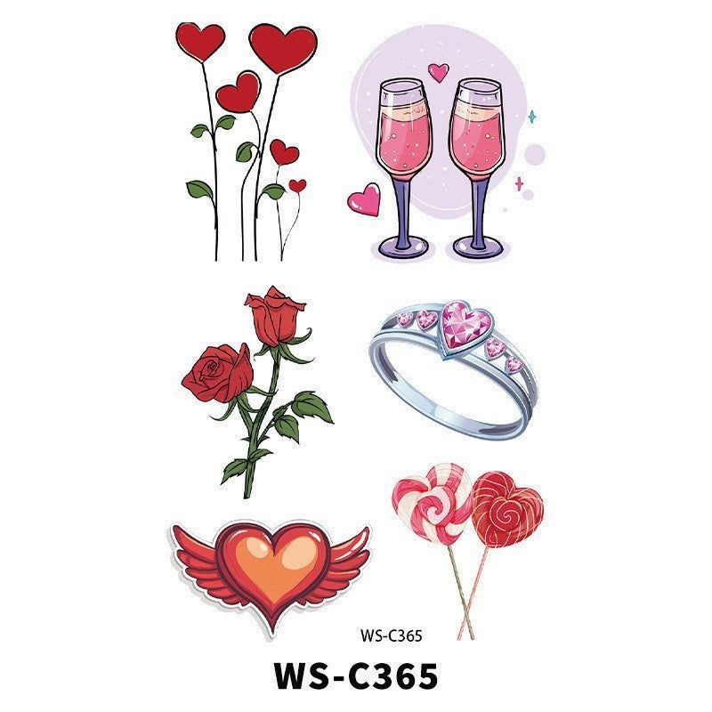 New Couple Dating Valentine's Day Tattoo Sticker Love Red Lips Couple Party Party Tattoo Sticker  Fashion