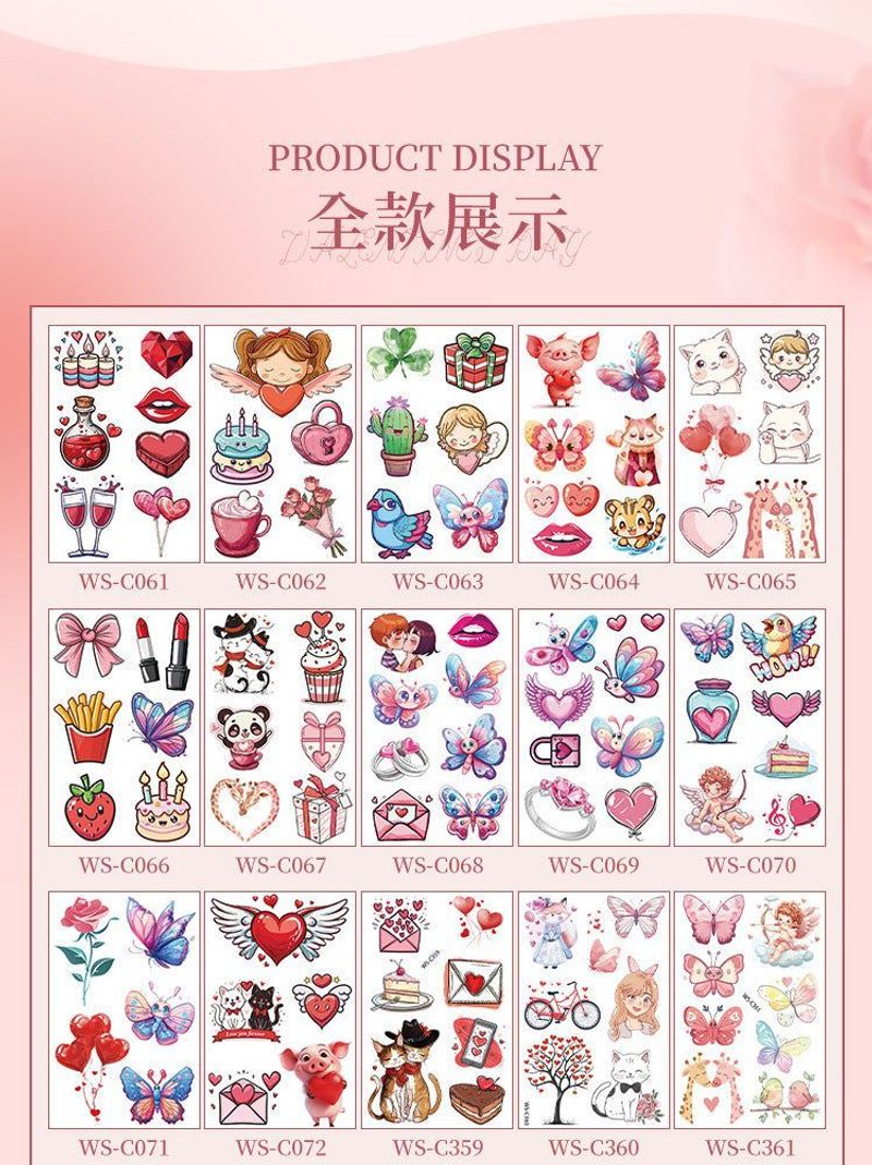 New Couple Dating Valentine's Day Tattoo Sticker Love Red Lips Couple Party Party Tattoo Sticker  Fashion