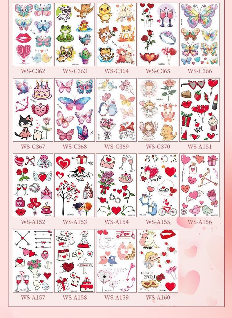 New Couple Dating Valentine's Day Tattoo Sticker Love Red Lips Couple Party Party Tattoo Sticker  Fashion