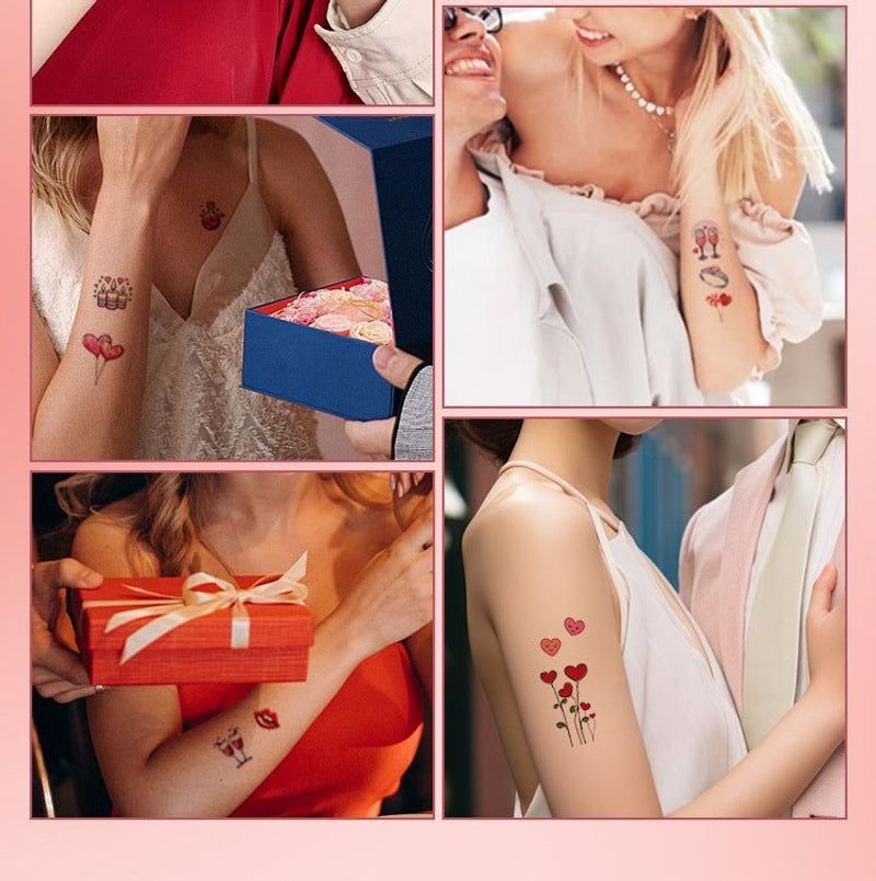 New Couple Dating Valentine's Day Tattoo Sticker Love Red Lips Couple Party Party Tattoo Sticker  Fashion