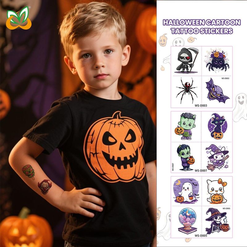 New Halloween Children Cartoon Tattoo Sticker Waterproof Party Party Children Funny Fun Tattoo Sticker