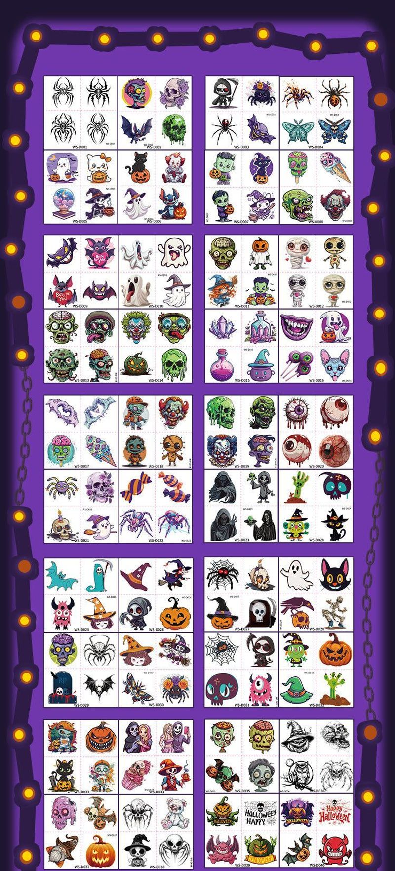 New Halloween Children Cartoon Tattoo Sticker Waterproof Party Party Children Funny Fun Tattoo Sticker