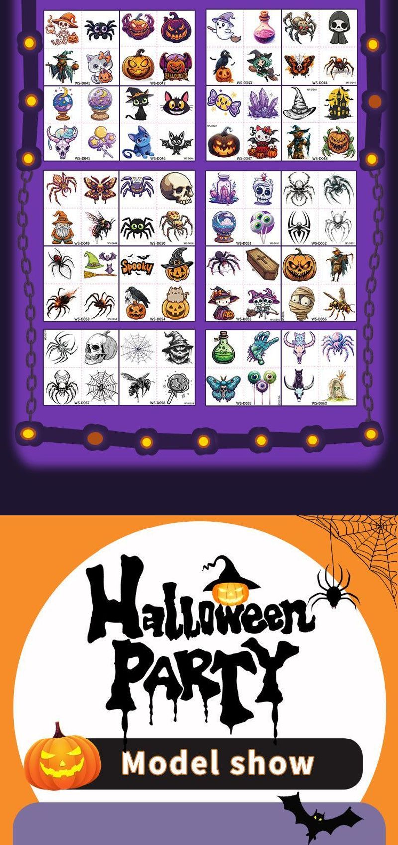 New Halloween Children Cartoon Tattoo Sticker Waterproof Party Party Children Funny Fun Tattoo Sticker