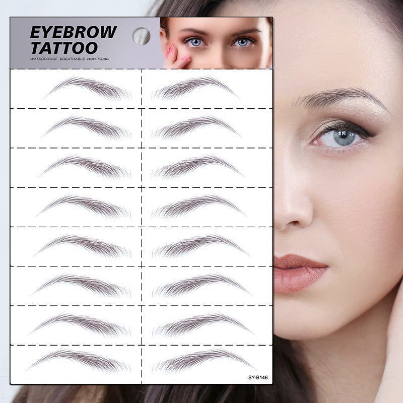New 6D Eyebrow Stickers Realistic Eyebrow Water Transfer Printing Lazy Waterproof Makeup Tattoo Eyebrow Tattoo Stickers Fashionable