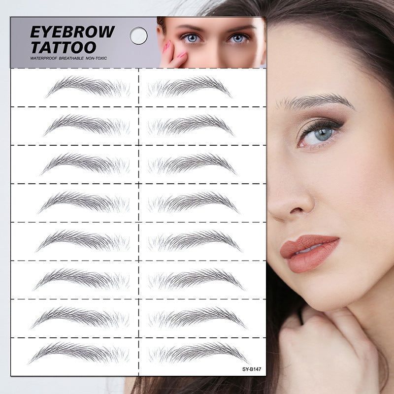 New 6D Eyebrow Stickers Realistic Eyebrow Water Transfer Printing Lazy Waterproof Makeup Tattoo Eyebrow Tattoo Stickers Fashionable