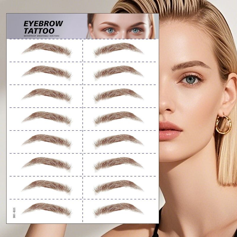 New 6D Eyebrow Stickers Realistic Eyebrow Water Transfer Printing Lazy Waterproof Makeup Tattoo Eyebrow Tattoo Stickers Fashionable