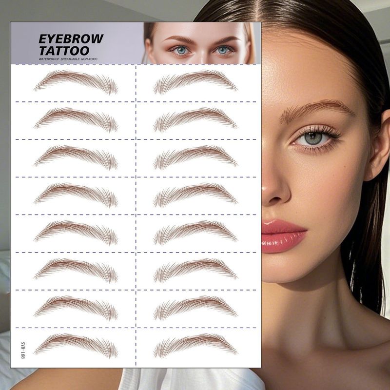 New 6D Eyebrow Stickers Realistic Eyebrow Water Transfer Printing Lazy Waterproof Makeup Tattoo Eyebrow Tattoo Stickers Fashionable