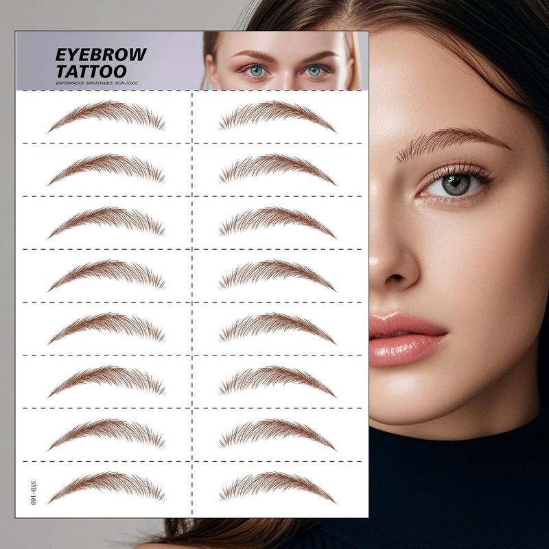 New 6D Eyebrow Stickers Realistic Eyebrow Water Transfer Printing Lazy Waterproof Makeup Tattoo Eyebrow Tattoo Stickers Fashionable