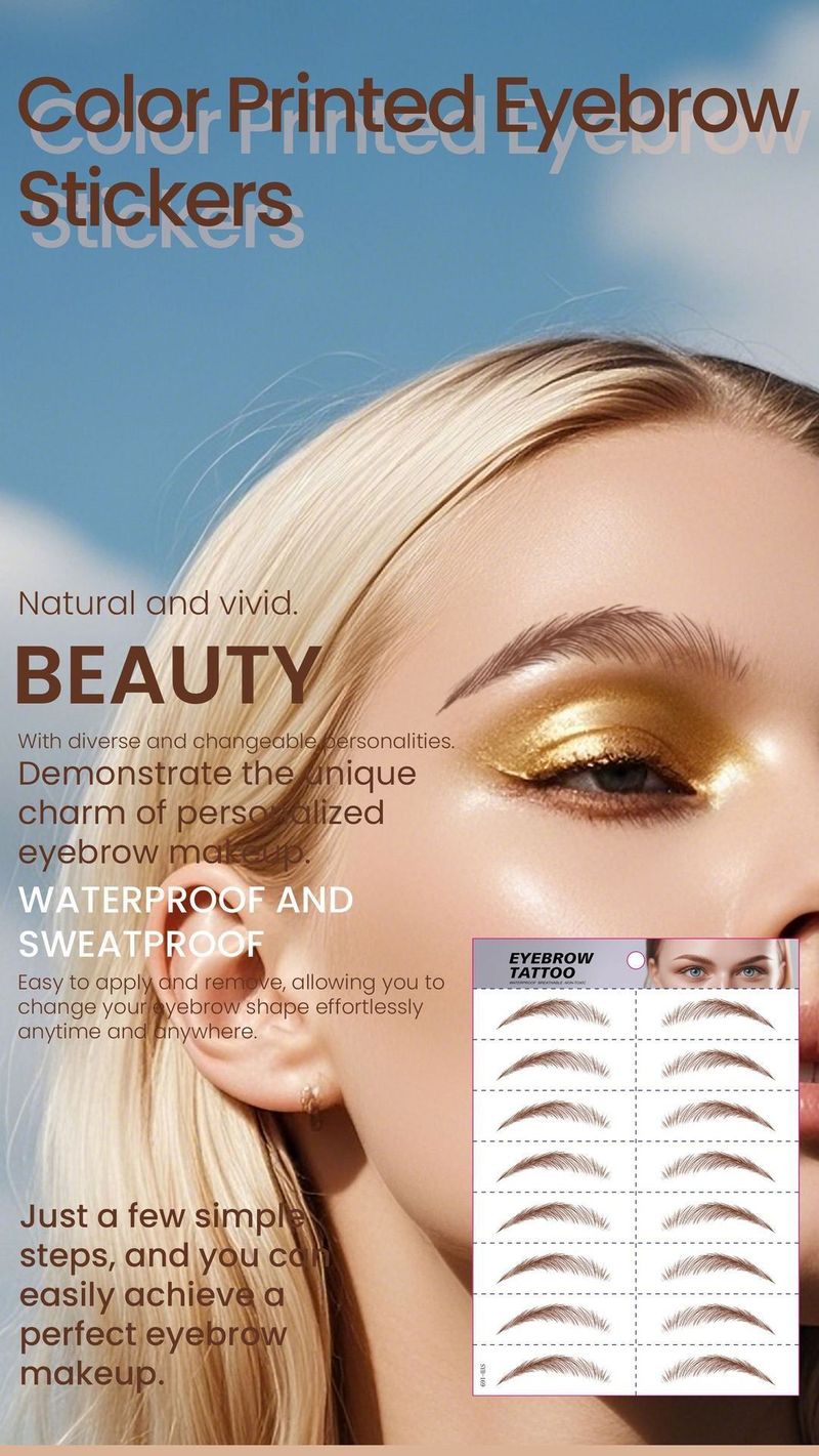 New 6D Eyebrow Stickers Realistic Eyebrow Water Transfer Printing Lazy Waterproof Makeup Tattoo Eyebrow Tattoo Stickers Fashionable