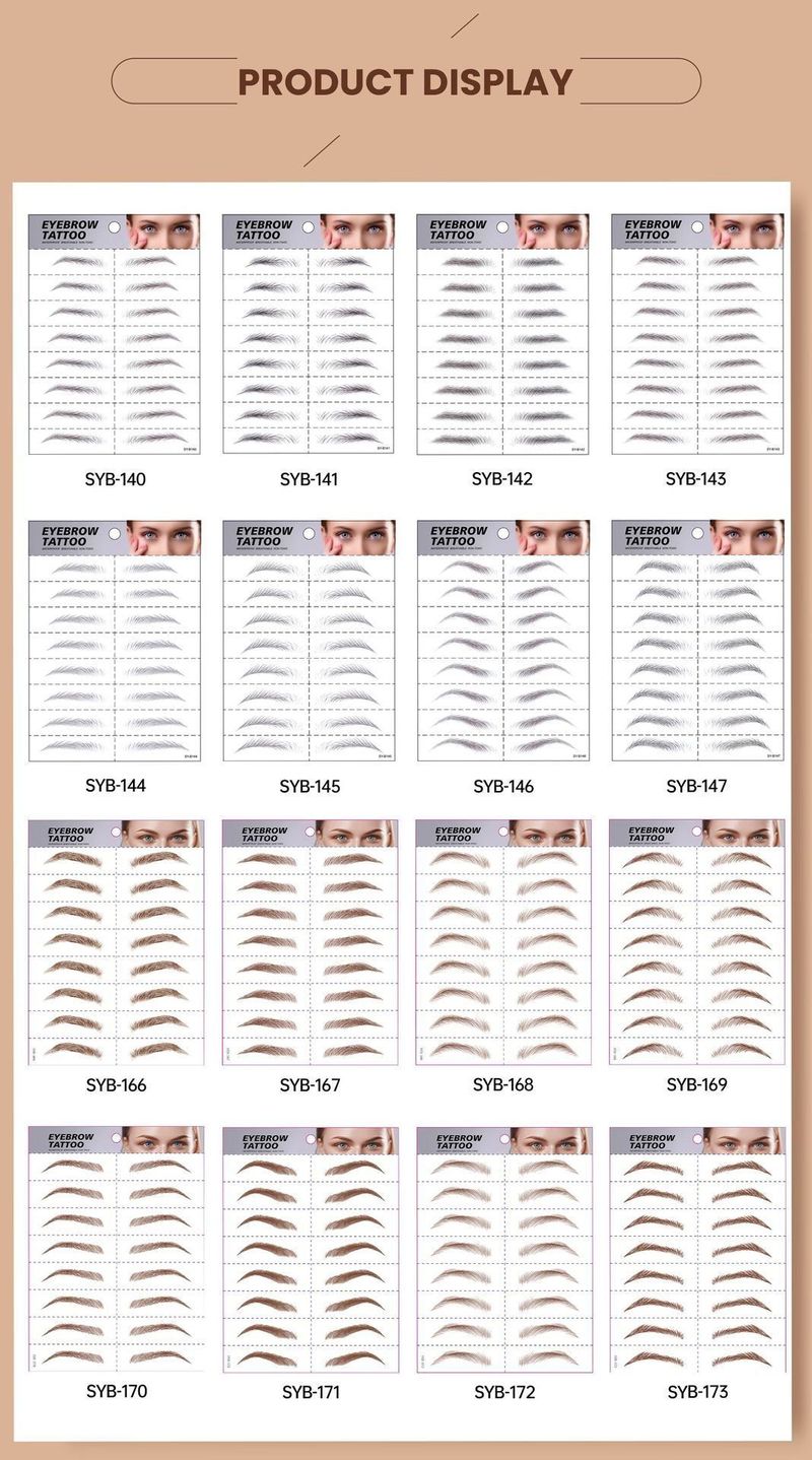 New 6D Eyebrow Stickers Realistic Eyebrow Water Transfer Printing Lazy Waterproof Makeup Tattoo Eyebrow Tattoo Stickers Fashionable