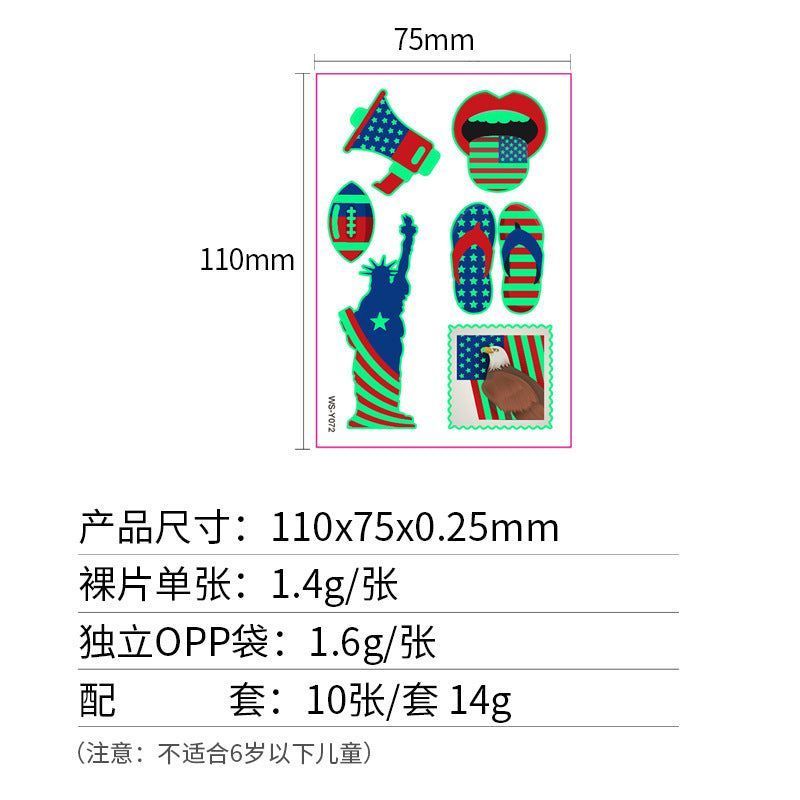 New Luminous Independence Day Tattoo Sticker US Flag Waterproof Temporary Party Parade Holiday Party Sticker  Night light