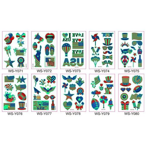 New Luminous Independence Day Tattoo Sticker US Flag Waterproof Temporary Party Parade Holiday Party Sticker  Night light