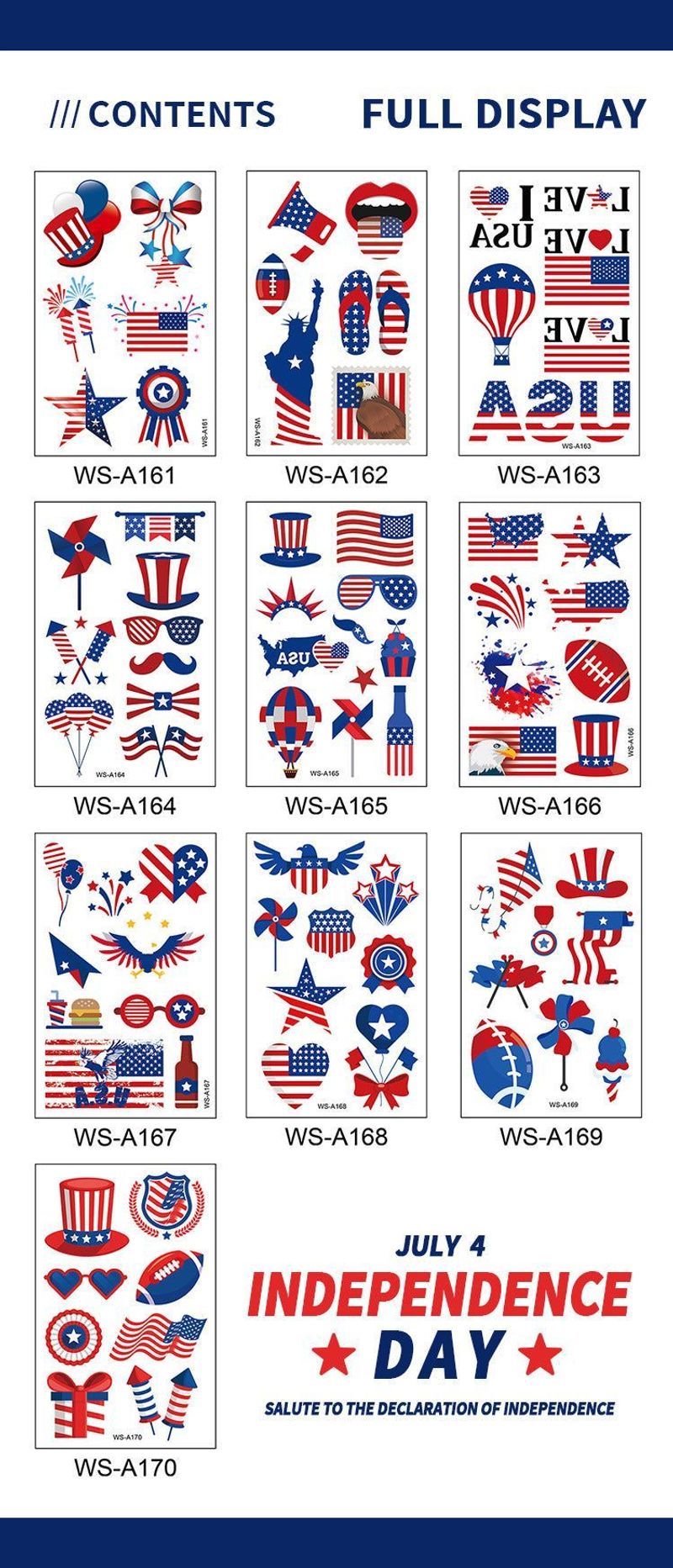 New American Independence Day Tattoo Sticker Holiday Party Party Event Gift Creative Disposable Tattoo Sticker Fashion