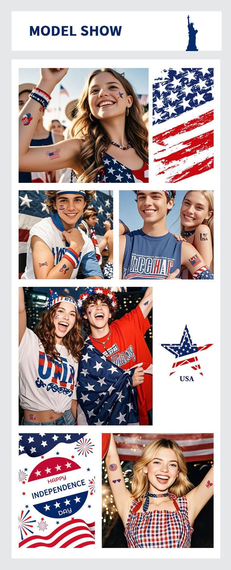 New American Independence Day Tattoo Sticker Holiday Party Party Event Gift Creative Disposable Tattoo Sticker Fashion