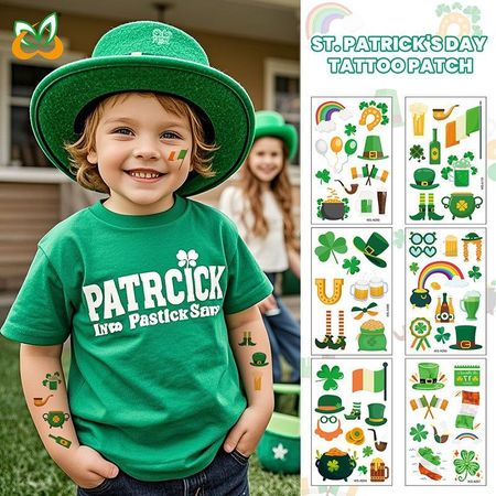 New St. Patrick's Clover Tattoo Sticker Irish National Day Children's Party Disposable Decorative Sticker  Fashion