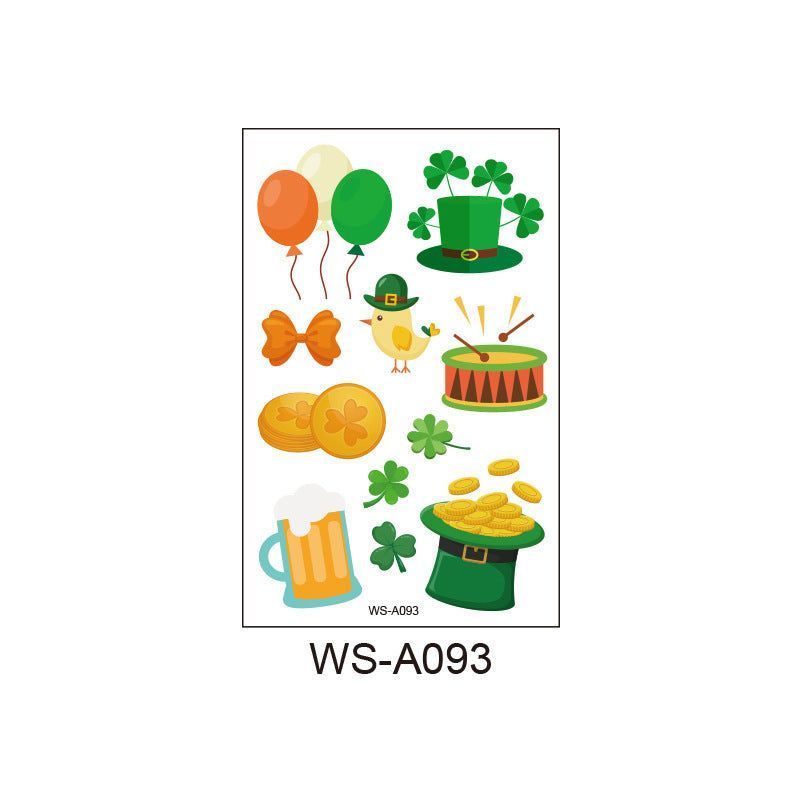 New St. Patrick's Clover Tattoo Sticker Irish National Day Children's Party Disposable Decorative Sticker  Fashion
