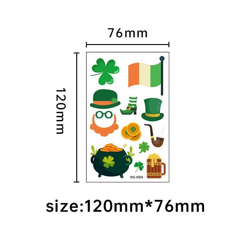 New St. Patrick's Clover Tattoo Sticker Irish National Day Children's Party Disposable Decorative Sticker  Fashion