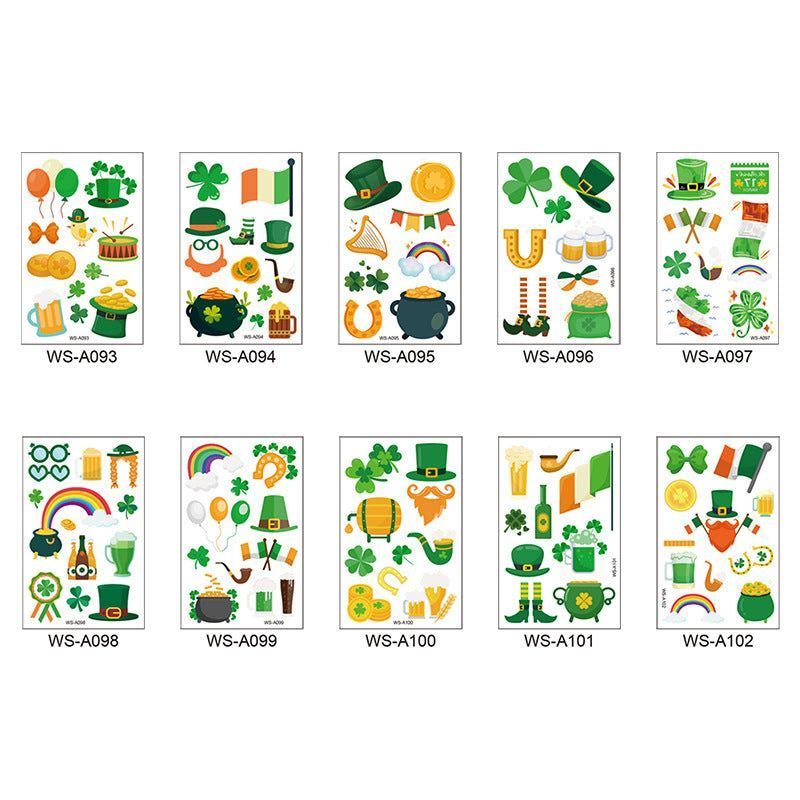 New St. Patrick's Clover Tattoo Sticker Irish National Day Children's Party Disposable Decorative Sticker  Fashion