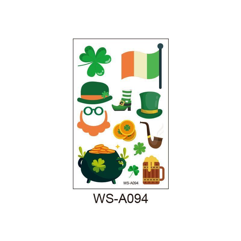 New St. Patrick's Clover Tattoo Sticker Irish National Day Children's Party Disposable Decorative Sticker  Fashion