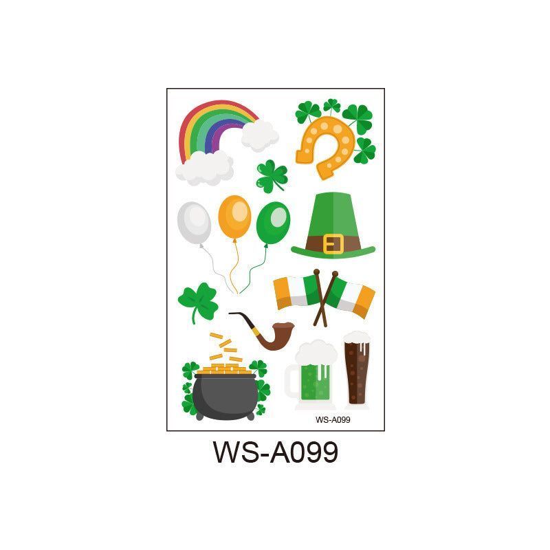 New St. Patrick's Clover Tattoo Sticker Irish National Day Children's Party Disposable Decorative Sticker  Fashion