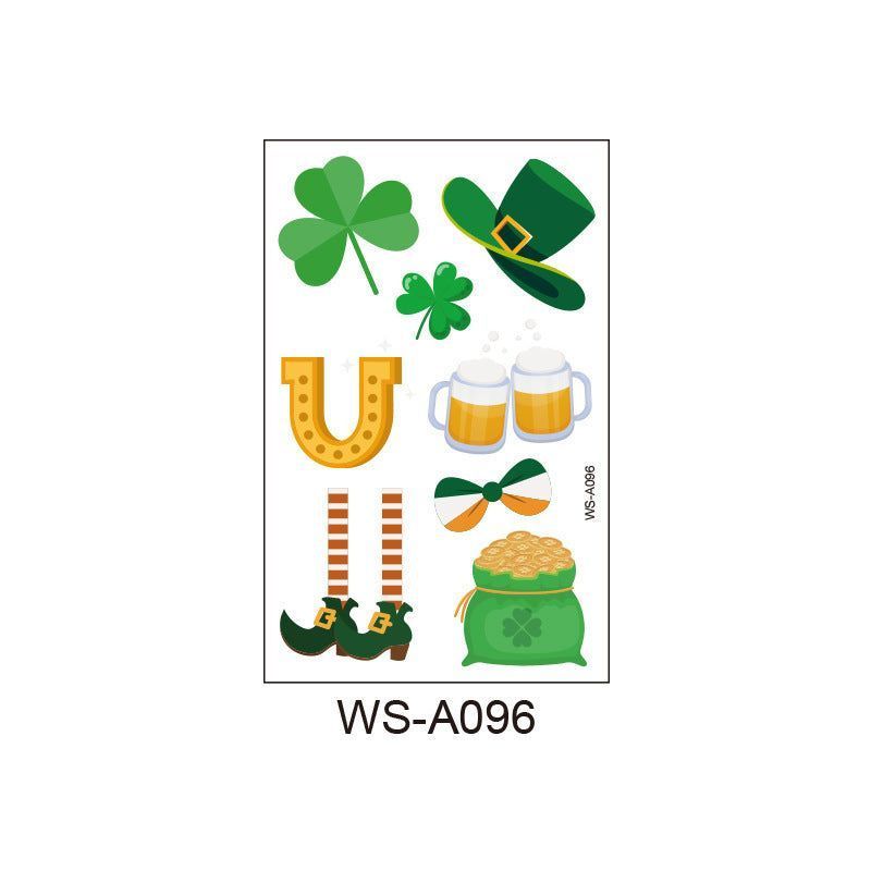 New St. Patrick's Clover Tattoo Sticker Irish National Day Children's Party Disposable Decorative Sticker  Fashion