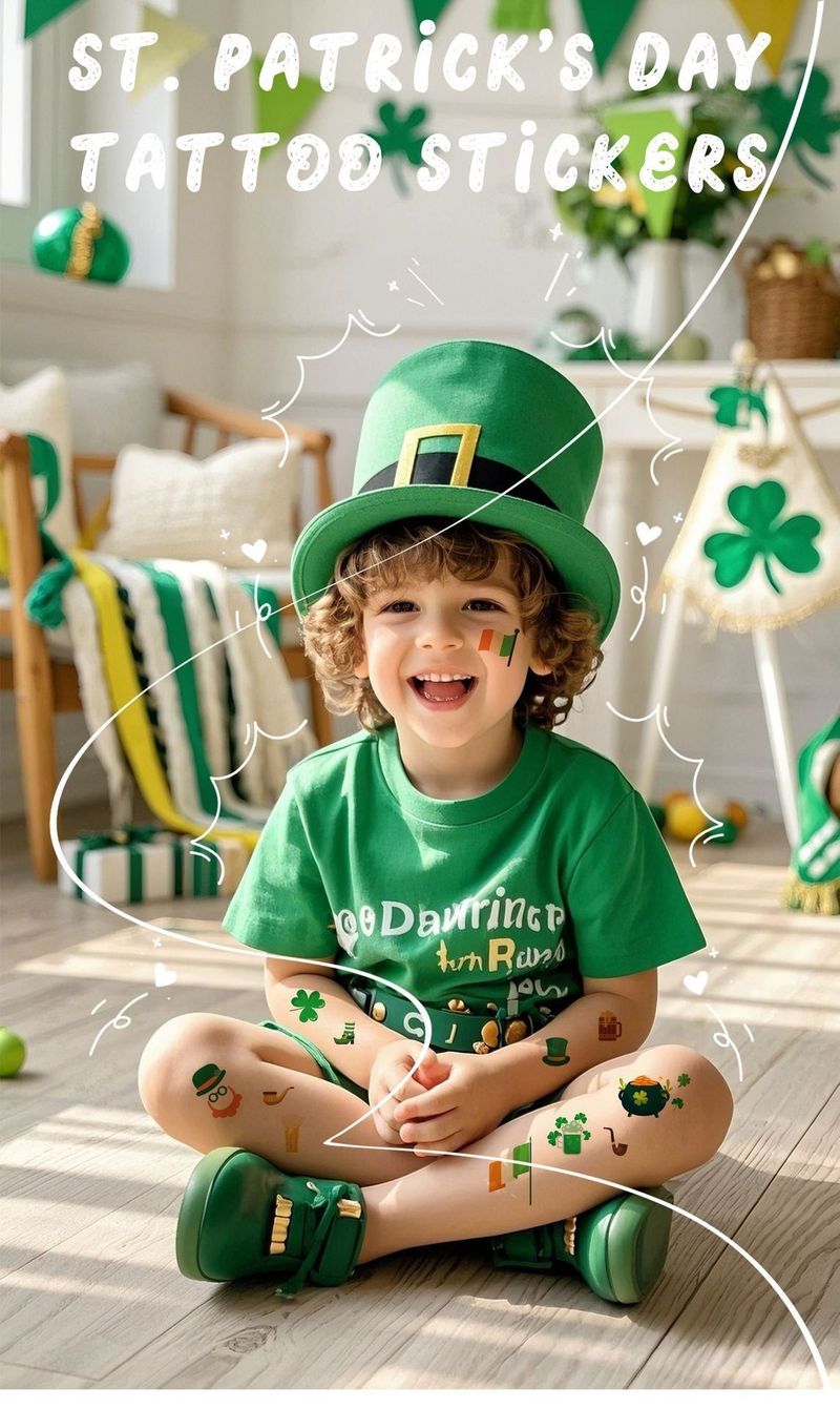New St. Patrick's Clover Tattoo Sticker Irish National Day Children's Party Disposable Decorative Sticker  Fashion