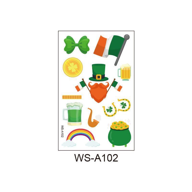 New St. Patrick's Clover Tattoo Sticker Irish National Day Children's Party Disposable Decorative Sticker  Fashion
