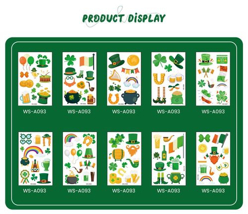 New St. Patrick's Clover Tattoo Sticker Irish National Day Children's Party Disposable Decorative Sticker  Fashion