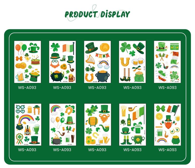 New St. Patrick's Clover Tattoo Sticker Irish National Day Children's Party Disposable Decorative Sticker  Fashion
