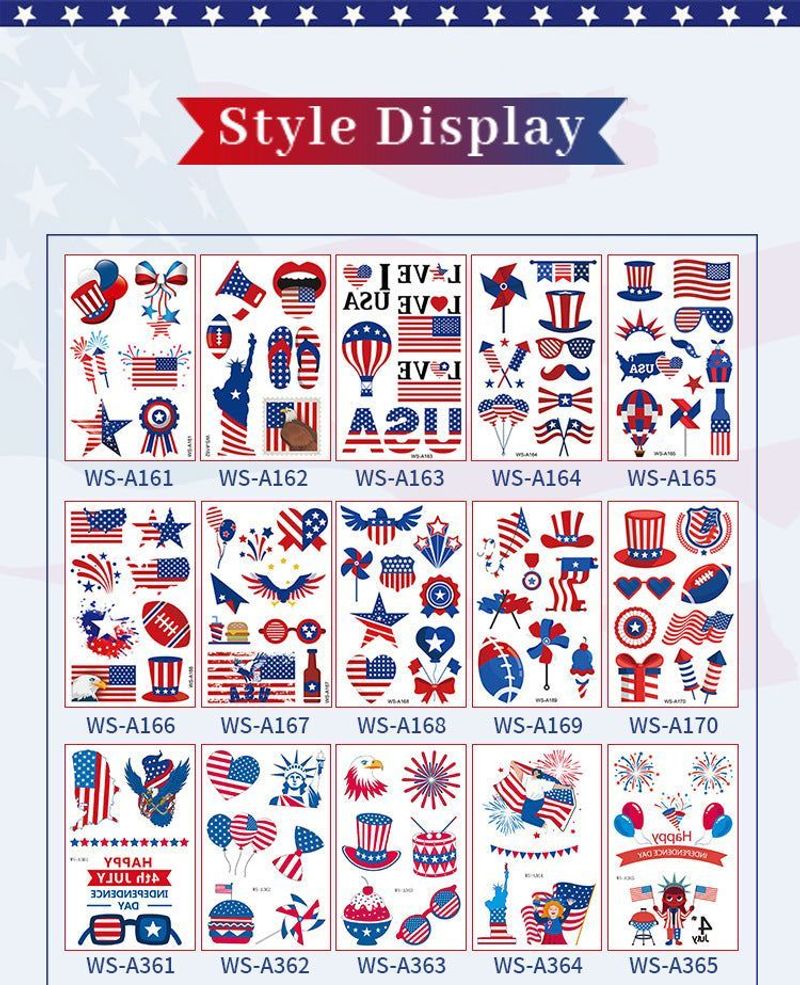 New Independence Day American Flag Tattoo Sticker Festival Party Event Waterproof Temporary Sticker Fashion