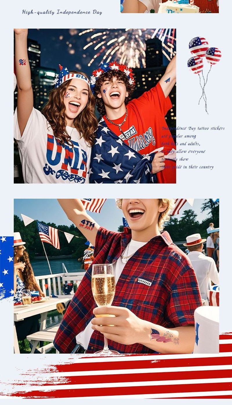 New Independence Day American Flag Tattoo Sticker Festival Party Event Waterproof Temporary Sticker Fashion