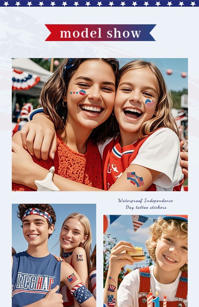 New Independence Day American Flag Tattoo Sticker Festival Party Event Waterproof Temporary Sticker Fashion