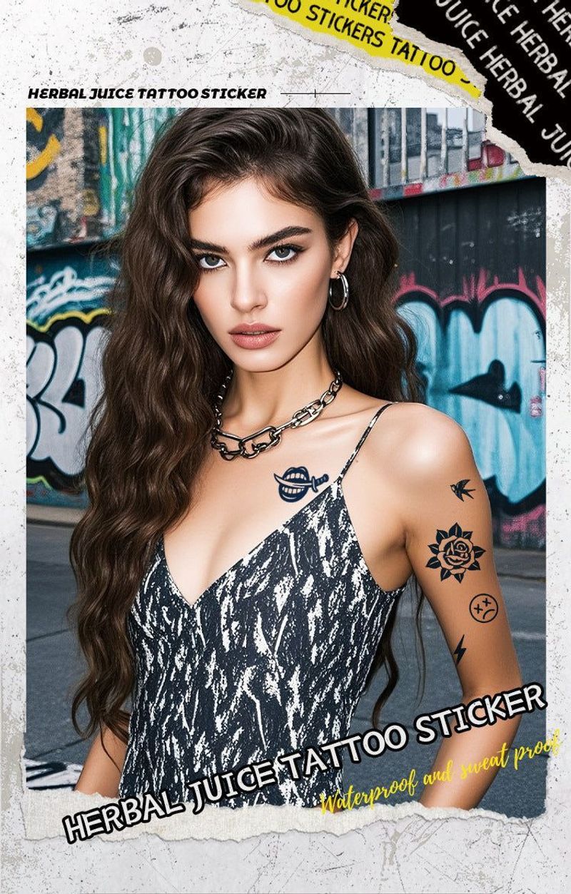 Herbal Juice Tattoo Sticker Semi-permanent Non-reflective Artificial Flower Arm Tattoo Sticker For Men And Women