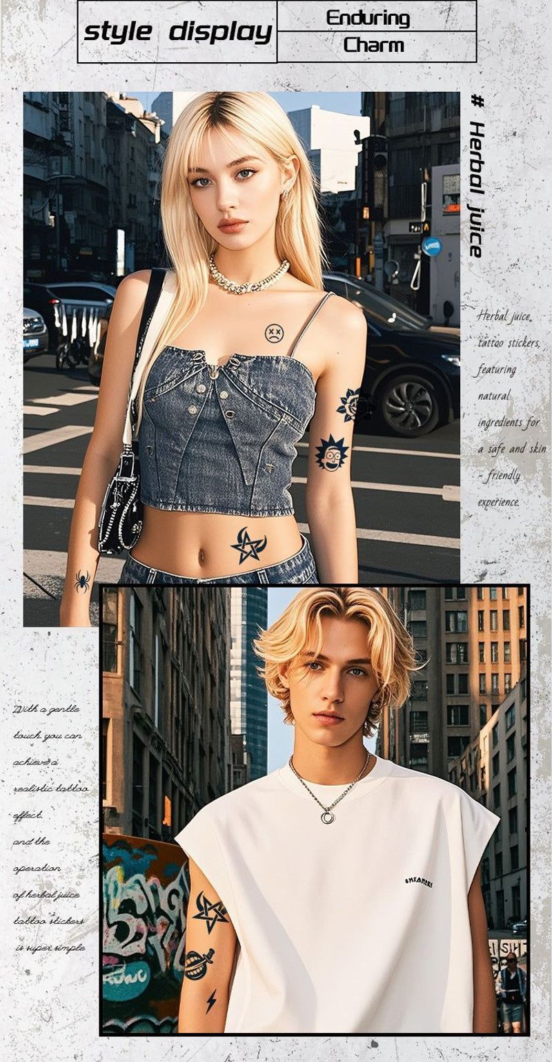 Herbal Juice Tattoo Sticker Semi-permanent Non-reflective Artificial Flower Arm Tattoo Sticker For Men And Women