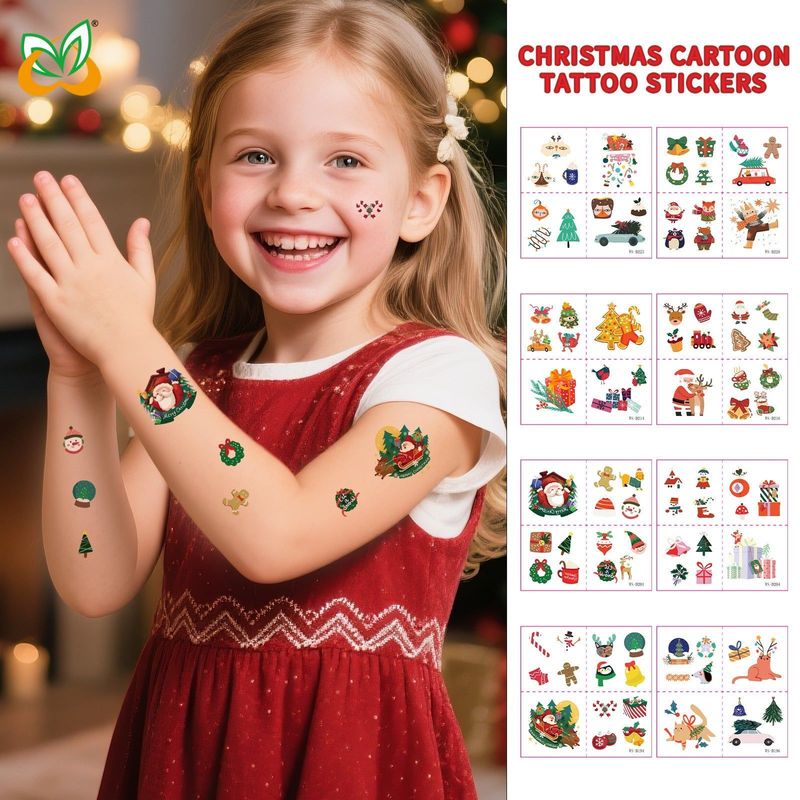 New Cartoon Christmas Suit Tattoo Sticker Children Holiday Party Waterproof Sticker Suit