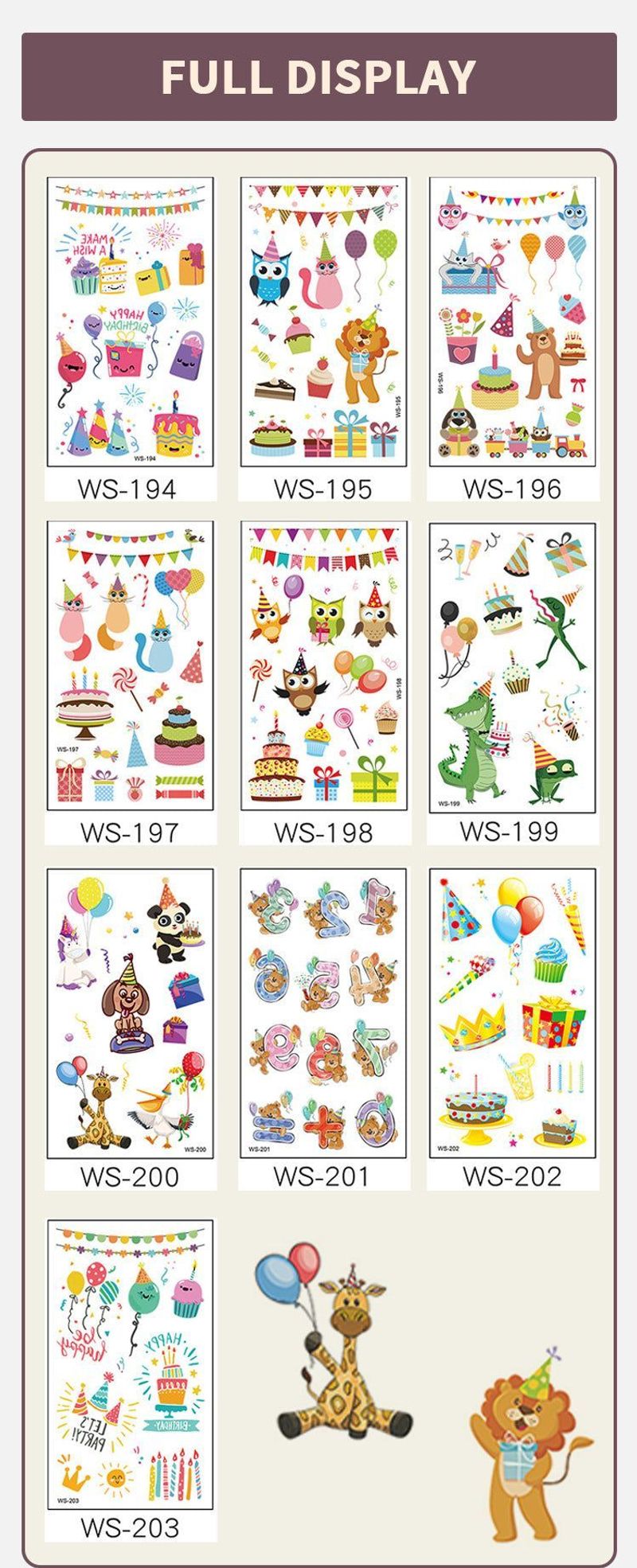 New Children's Cartoon Birthday Party Tattoo Sticker Boys' And Girls' Year-old Activity Arm Face Egg Sticker Fashion