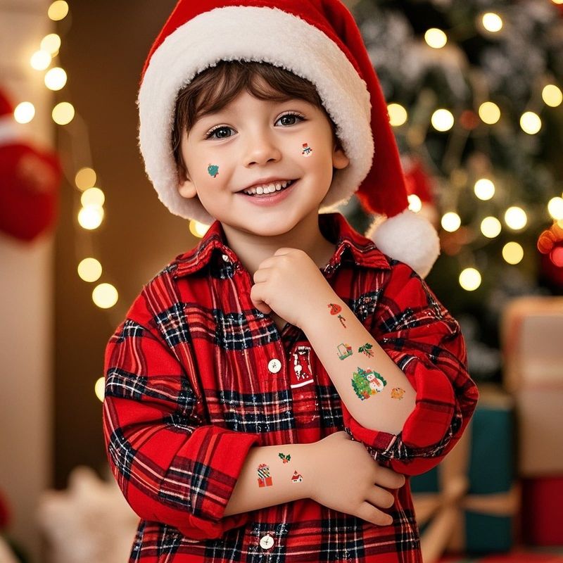 New Cartoon Christmas Suit Tattoo Sticker Children Holiday Party Waterproof Sticker Suit
