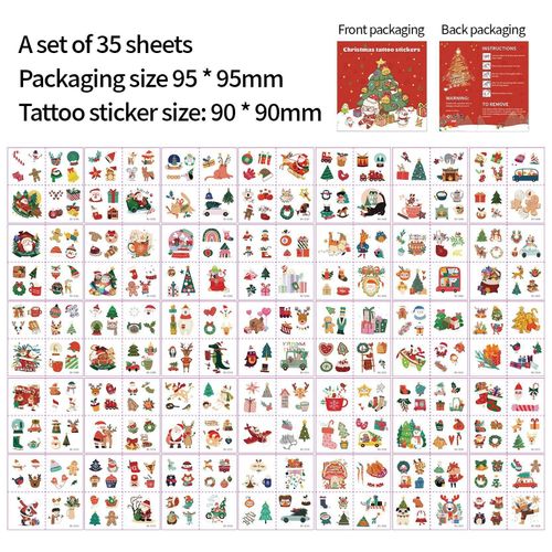 New Cartoon Christmas Suit Tattoo Sticker Children Holiday Party Waterproof Sticker Suit