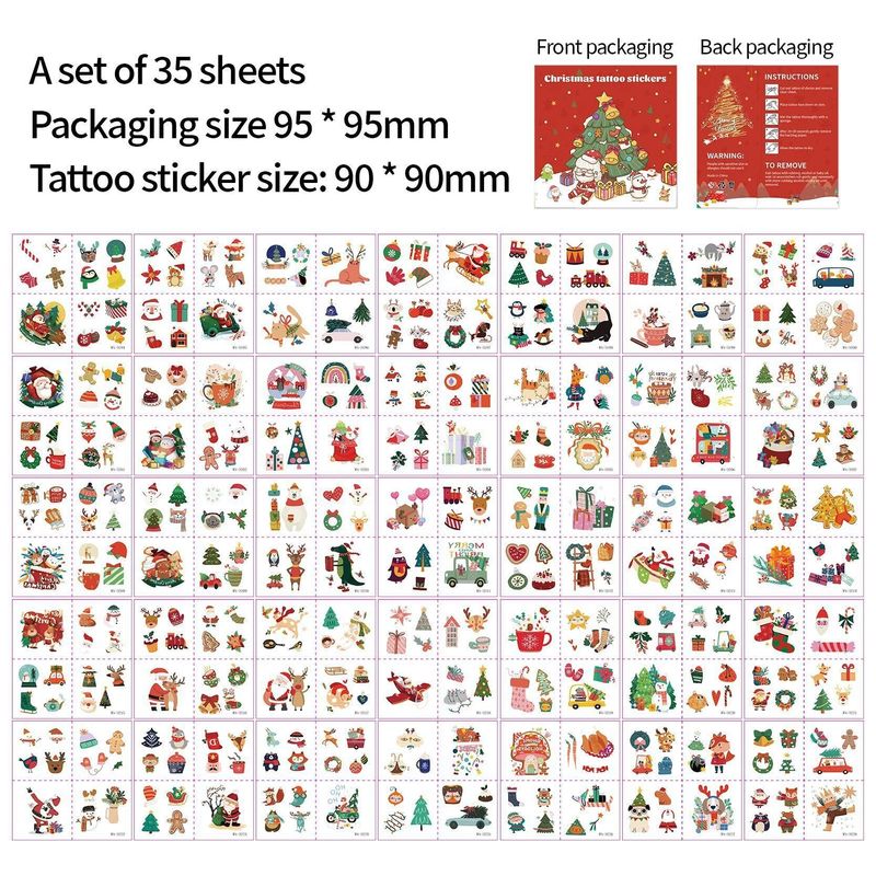 New Cartoon Christmas Suit Tattoo Sticker Children Holiday Party Waterproof Sticker Suit