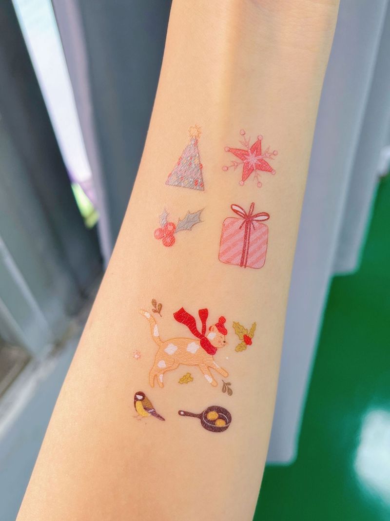 New Cartoon Christmas Suit Tattoo Sticker Children Holiday Party Waterproof Sticker Suit