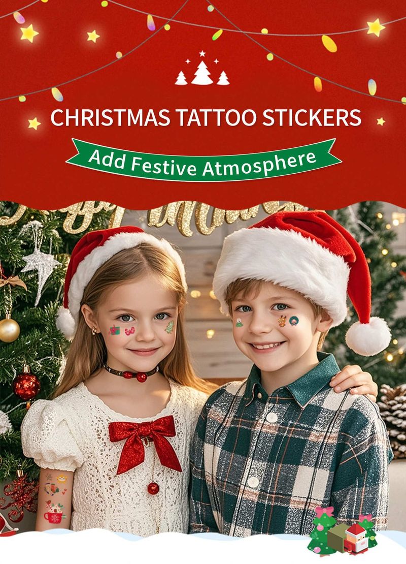 New Cartoon Christmas Suit Tattoo Sticker Children Holiday Party Waterproof Sticker Suit