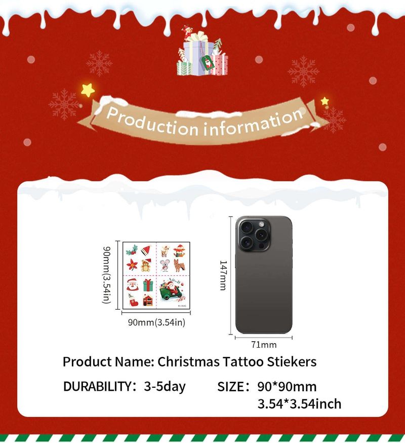 New Cartoon Christmas Suit Tattoo Sticker Children Holiday Party Waterproof Sticker Suit