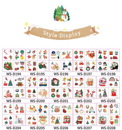 New Cartoon Christmas Suit Tattoo Sticker Children Holiday Party Waterproof Sticker Suit