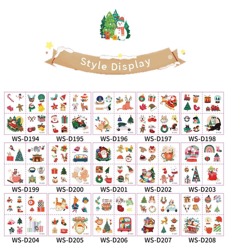 New Cartoon Christmas Suit Tattoo Sticker Children Holiday Party Waterproof Sticker Suit