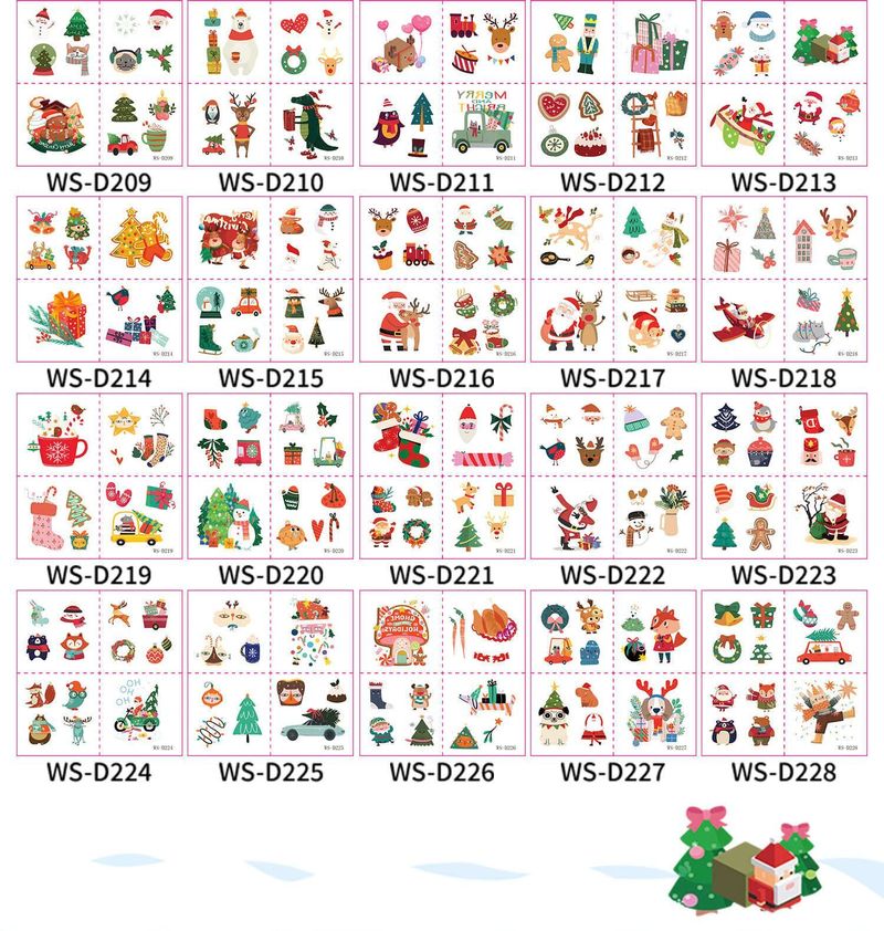 New Cartoon Christmas Suit Tattoo Sticker Children Holiday Party Waterproof Sticker Suit