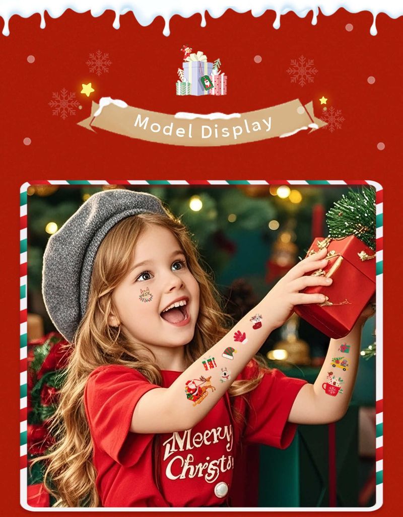 New Cartoon Christmas Suit Tattoo Sticker Children Holiday Party Waterproof Sticker Suit