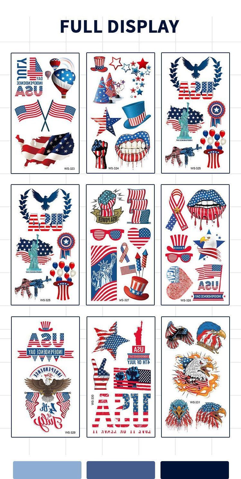 US Flag Independence Day Tattoo Holiday Party Party Waterproof Sweat Temporary Decoration Tattoo  Fashion